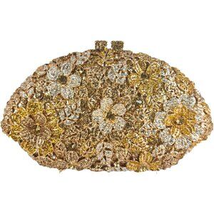 Flower Crystal Clutch Purses for Women Mini Evening Bag with Detachable Straps